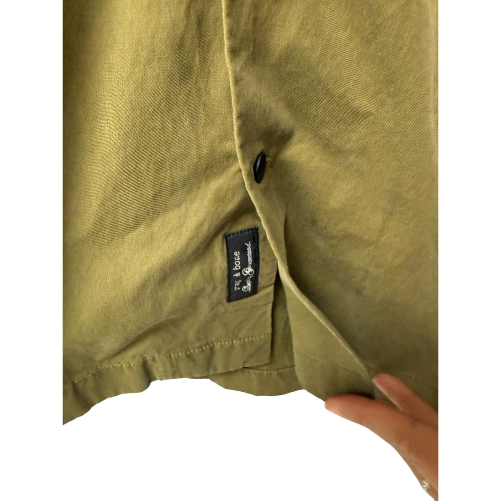 Rag & Bone Loop Collar Olive Green Short Sleeve Button Up Shirt USA Made Retro - Picture 4 of 6